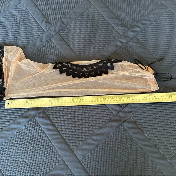 XS For Love and Lemons Penelope Crop Top Black/Nude long sleeve - Picture 11 of 16